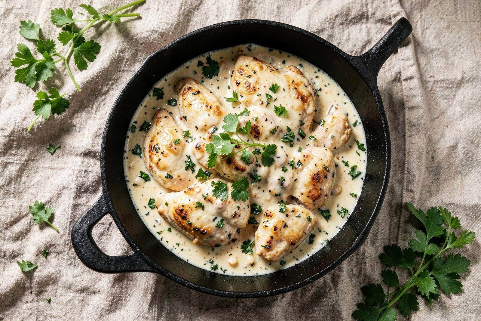 Homemade garlic parmesan chicken served as a delicious dinner