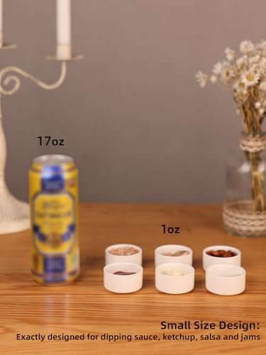 1 oz Mini Porcelain Ramekins Set of 6 （White）
