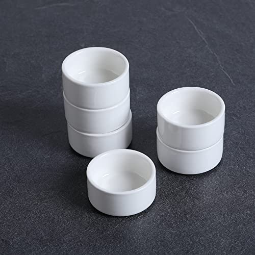 1 oz Mini Porcelain Ramekins Set of 6 （White）