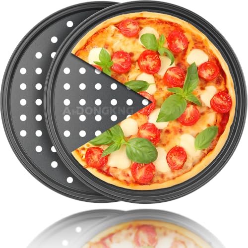 10 Inch Pizza Pans with Holes, Baking Crispy Tray, 2-Pack