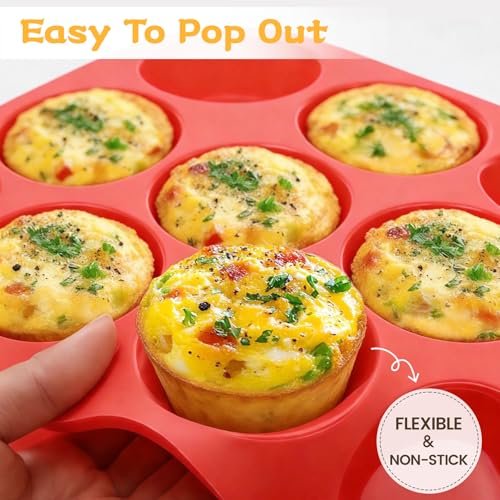 12 Cups Silicone Muffin Pans for Baking Cupcake Pan Nonstick Silicone Molds
