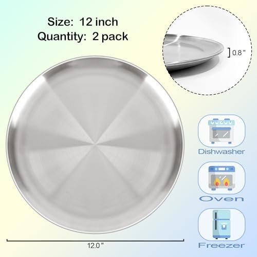 12 Inch Pizza Pan for Oven Set of 2, Non-Stick Stainless Steel Pizza Pan