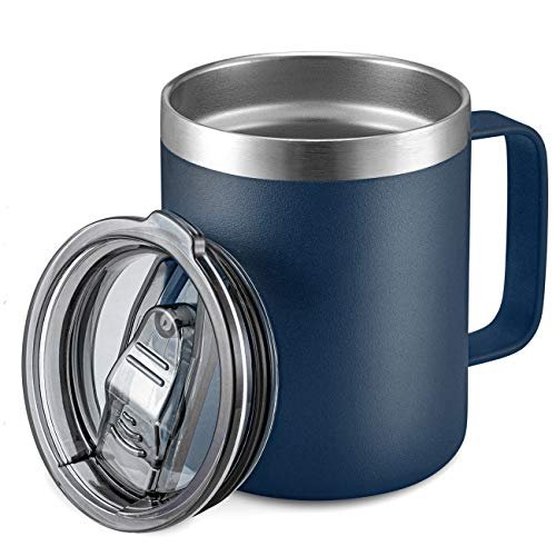 12 oz Insulated Travel Coffee Mug with Handle, Navy