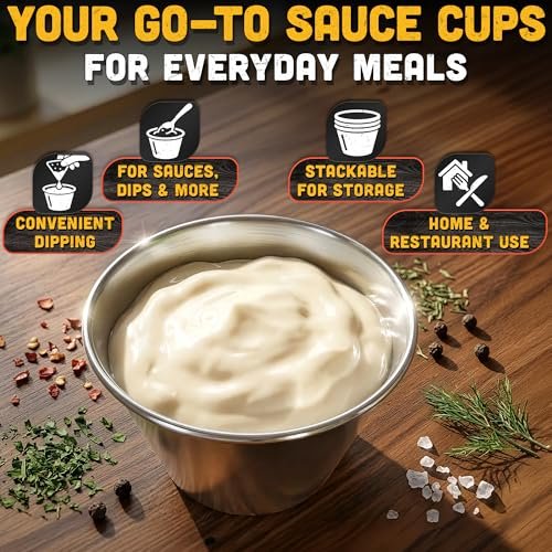 12 Pcs Dipping Sauce Cups, 2.5 Oz Stainless Steel Ramekins
