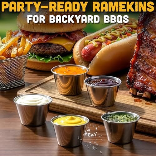 12 Pcs Dipping Sauce Cups, 2.5 Oz Stainless Steel Ramekins