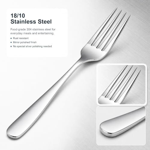 12 Piece Dinner Forks Set, 18/10 Stainless Steel Forks Silverware, 8 Inch