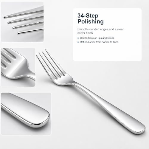 12 Piece Dinner Forks Set, 18/10 Stainless Steel Forks Silverware, 8 Inch