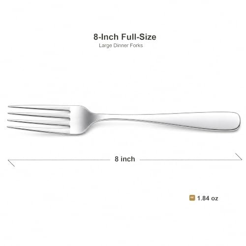 12 Piece Dinner Forks Set, 18/10 Stainless Steel Forks Silverware, 8 Inch