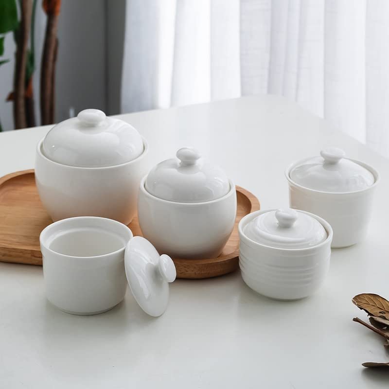 123Arts White Ceramic Sugar Bowl Candy Dish Storage Jar Container with Lid