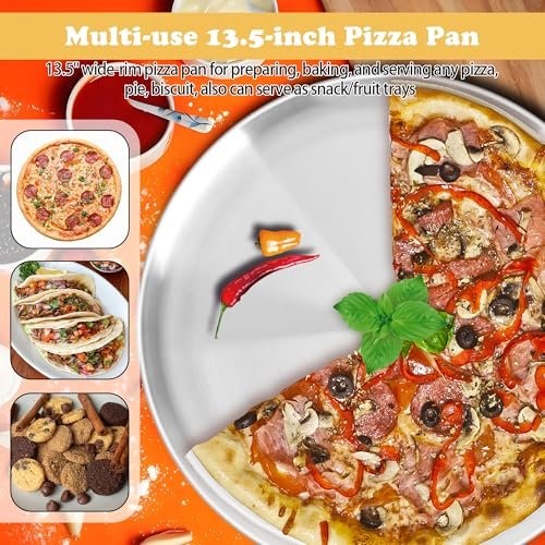 13½ Inch Pizza Pan for Oven, 2PCS Round Stainless Steel Pizza Pans Plates