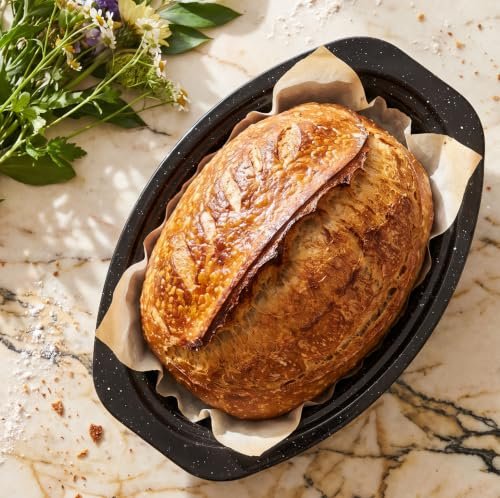 13” Enamel Roaster With Lid Oval Roasting Pan For Oven,Turkey Roaster Pot Broiler Pan Chicken Vegetables Suitable For Dining With Two People High Cookware Small Baking Pan