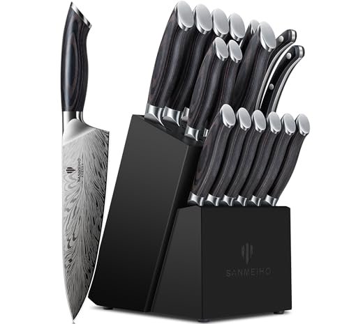 16 Pieces Knife Set, Knife Block Set in Powder Steel, Ultra Sharp