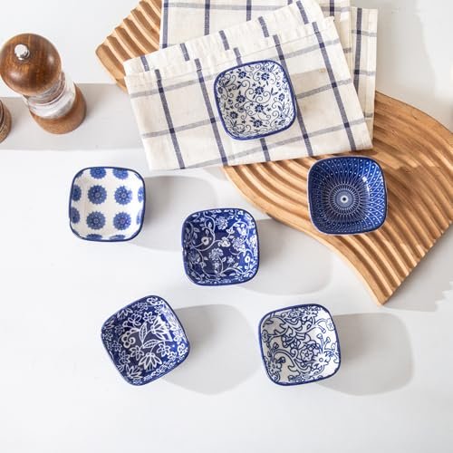 2.6 Oz Ceramic Mini Square Dipping Bowls Set of 6