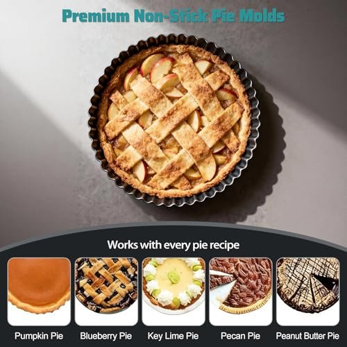 2 Pack 9 Inch Tart Pan Removable Bottom Non Stick Carbon Steel Pie Pan