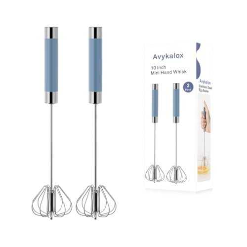 2 Pack Semi Automatic Whisk, Stainless Steel Mini Hand Push Whisks for Cooking, Easy to Use Hand Mixer Egg Beater Wisking Tool for Cooking, Whisking, Beating, Stirring