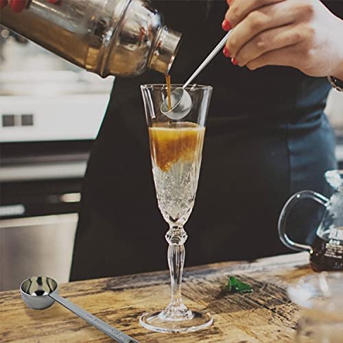 2 Pcs Coffee Scoop 18/8 Stainless Steel Measuring Coffee Spoon Set 1 Tablespoon (15ML) & 2 Tablespoon (30ML) Long Handle Spoons Metal Tablespoon for Coffee Tea Milk Powder Coffee Beans Sugar Flour