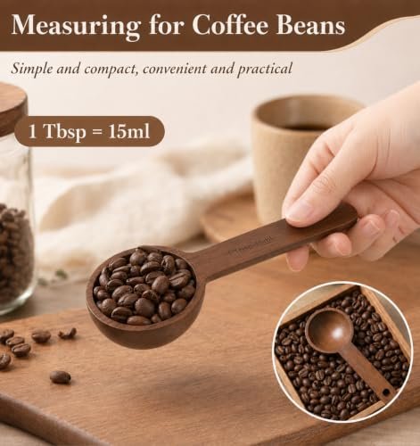2 PCS Wooden Tablespoon Scoop, 1tbsp Walnut Wooden Coffee Scoop (15ml)
