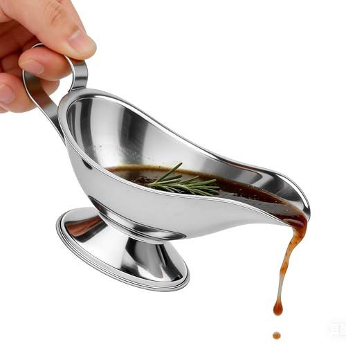 2Pcs 8oz Stainless Steel Gravy Boat with Spout & Handle