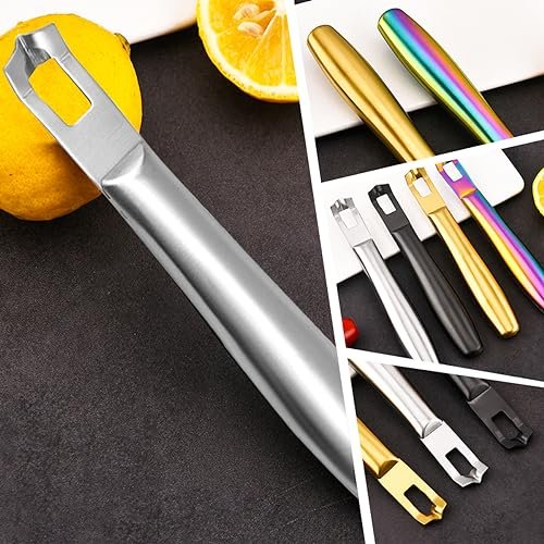 3 PCS Cocktail Channel Carving Knife Walnut Wood Handle Fruit and Vegetable Carving Tool V-Shaped Stainless Steel Blade, Garnish Citrus Zester for Decorating Cocktails, Desserts, and Salads