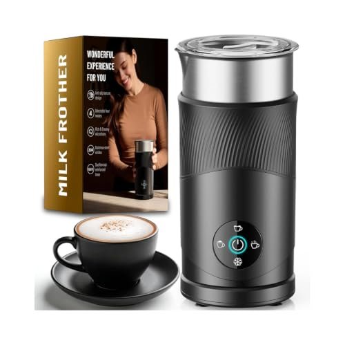 350ml Electric Milk Frother: 4-in-1 Hot & Cold,120s Fast Frothing