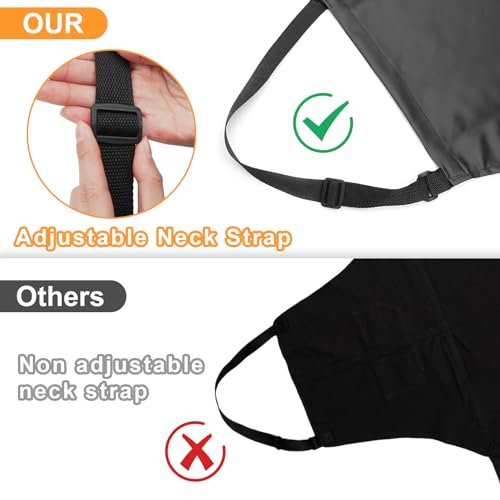 4 Pack Waterproof Rubber Apron, Adjustable Black Apron for Men & Women