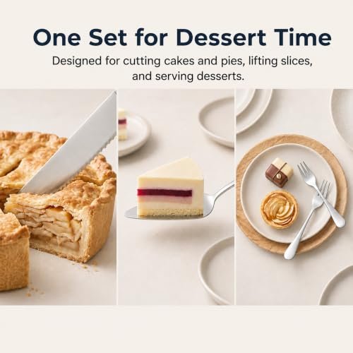 4-Piece Wedding Cake Cutting Set, Stainless Steel Cake Knife and Server Set