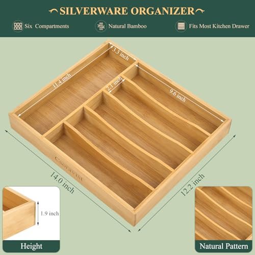 49-Piece Silverware Set with Bamboo Organizer,Flatware Utensil Set for 8
