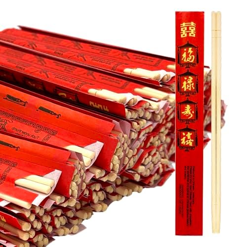 52USA Disposable Bamboo Chopsticks (100 Sets), 9'' Long