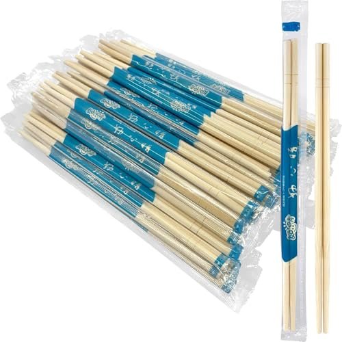 52USA Disposable Bamboo Chopsticks (100 Sets), 9'' Long Chinese Chopsticks