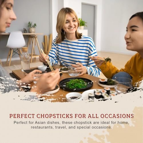52USA Disposable Bamboo Chopsticks (100 Sets), 9'' Long Chinese Chopsticks