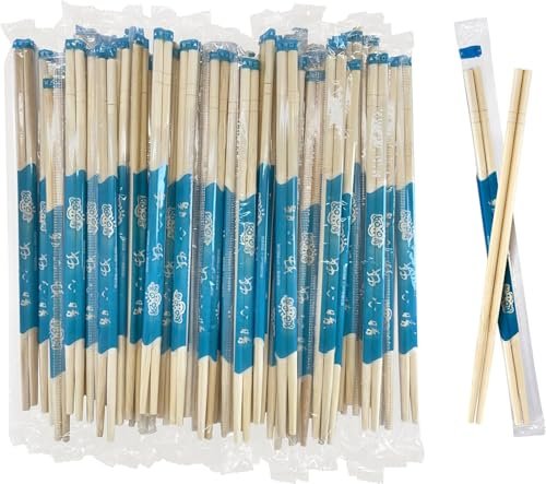52USA Disposable Bamboo Chopsticks (100 Sets), 9'' Long Chinese Chopsticks