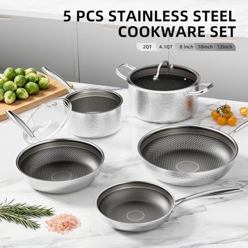 7 Pcs Stainless Steel Nonstick Pots and Pans Set