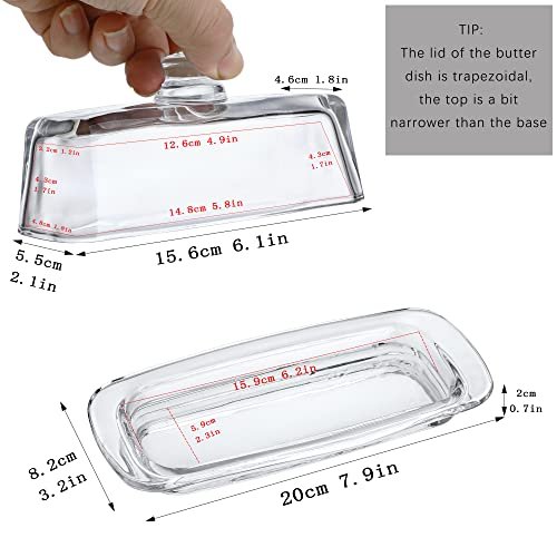 8'' Art Glass Butter Dish with Lid,Classic Covered 2-Piece Butter Container