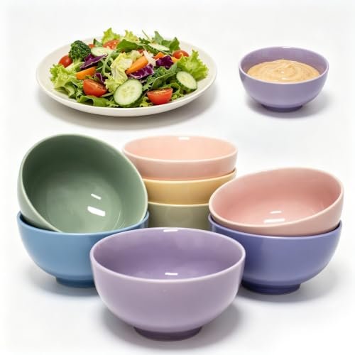 8 Pack Small Ceramic Bowls, Mini Bowls for Dipping, Side Dishes 4 OZ