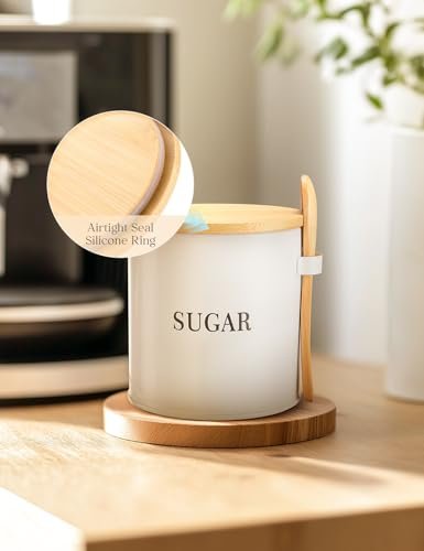 AISBUGUR Sugar Bowl with Lid and Spoon, Metal