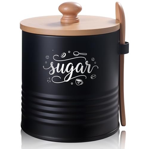 AISBUGUR Sugar Container with Lid and Spoon, Metal