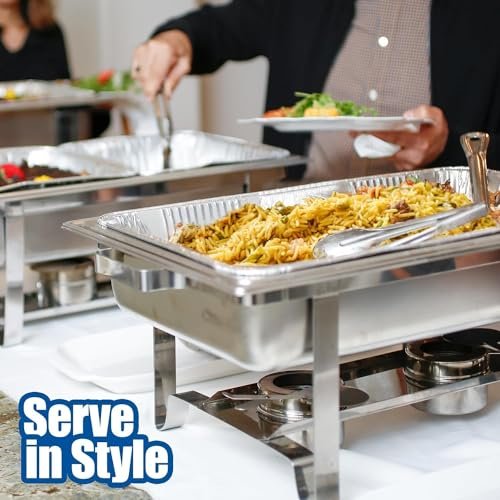Aluminum Pans With Lids, Large Full Size 21x13x3 Disposable Foil Pans, Heavy Duty Roasting, Baking, Broiling, Catering & Chafing Pans (15, Full-Size w/Lids)