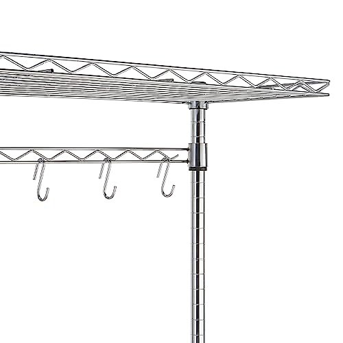 Amazon Basics Kitchen Storage Baker's Rack with Removable Wood Top, Chrome/Beige, 24"W x 59"H x 18"D