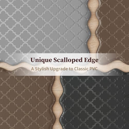 Arenarug Upgrade Scalloped Kitchen Mats for Floor 2PCS, Black Kitchen Rugs