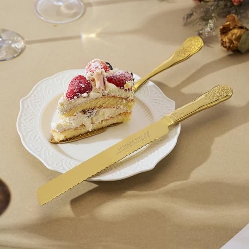 AW BRIDAL Gold Cake Cutting Set for Wedding, Wedding Cake Knife and Server