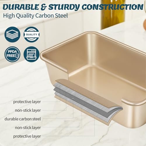 Baking Pans Set, Nonstick Stackable Bakeware Sets, Oven Pans for Cooking, AIVIKI 6 Pieces Baking Sheets Set Including Cookie Sheet, Deep Roaster Pan, Square Pan, Loaf Pan, Muffin Pan, Carbon Steel