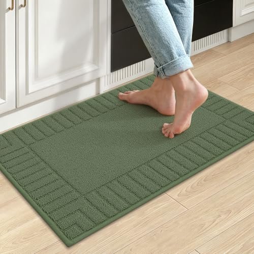 BEQHAUSE Kitchen Rugs 20"x30", Non Slip Washable Kitchen Floor Mat, Green
