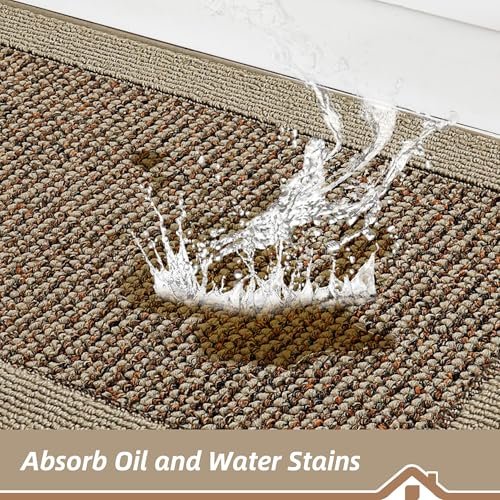 BEQHAUSE Kitchen Rugs Set of 2, Non Slip Washable, 24"x36"+24"x60", Taupe