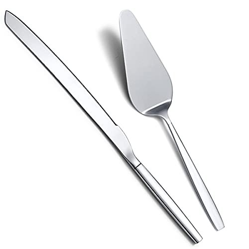 Berglander Wedding Cake Knife and Server Set, Stainless Steel Cake Cutting Set For Include Cake Cutter And Cake Server Perfect For Wedding, Birthday, Parties and Events