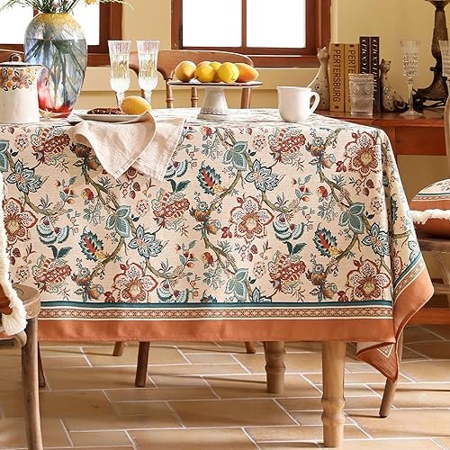bilin gaier Designer Linen Rectangular Tablecloth,79"x55"-Mangala