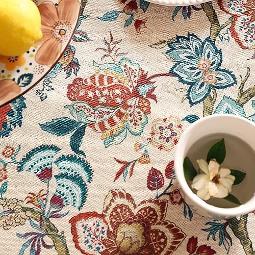 bilin gaier Designer Linen Rectangular Tablecloth,79"x55"-Mangala