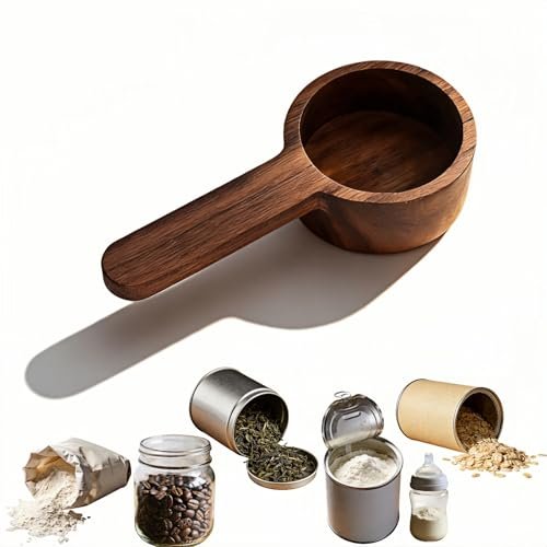 Black Walnut Wood Coffee Scoop, Measuring Spoon for Coffee Beans, Tea, Flour and Oats, Natural Texture, 3.86 Inch