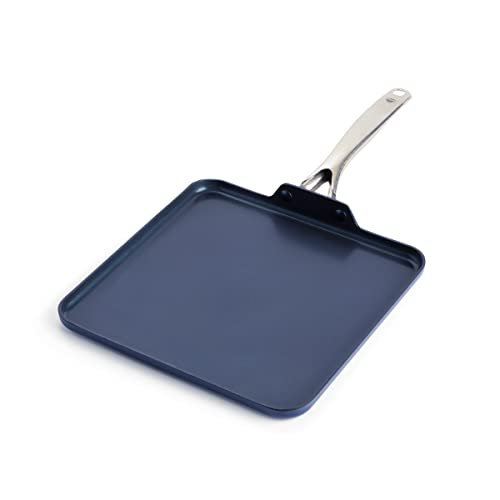 Blue Diamond 11" Diamond Infused Ceramic Nonstick Square Griddle Pan, Blue