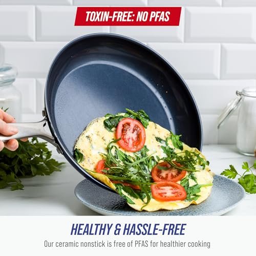 Blue Diamond 12" Diamond Infused Ceramic Nonstick Frying Pan Skillet, Blue