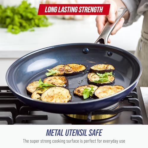 Blue Diamond 12" Diamond Infused Ceramic Nonstick Frying Pan Skillet, Blue